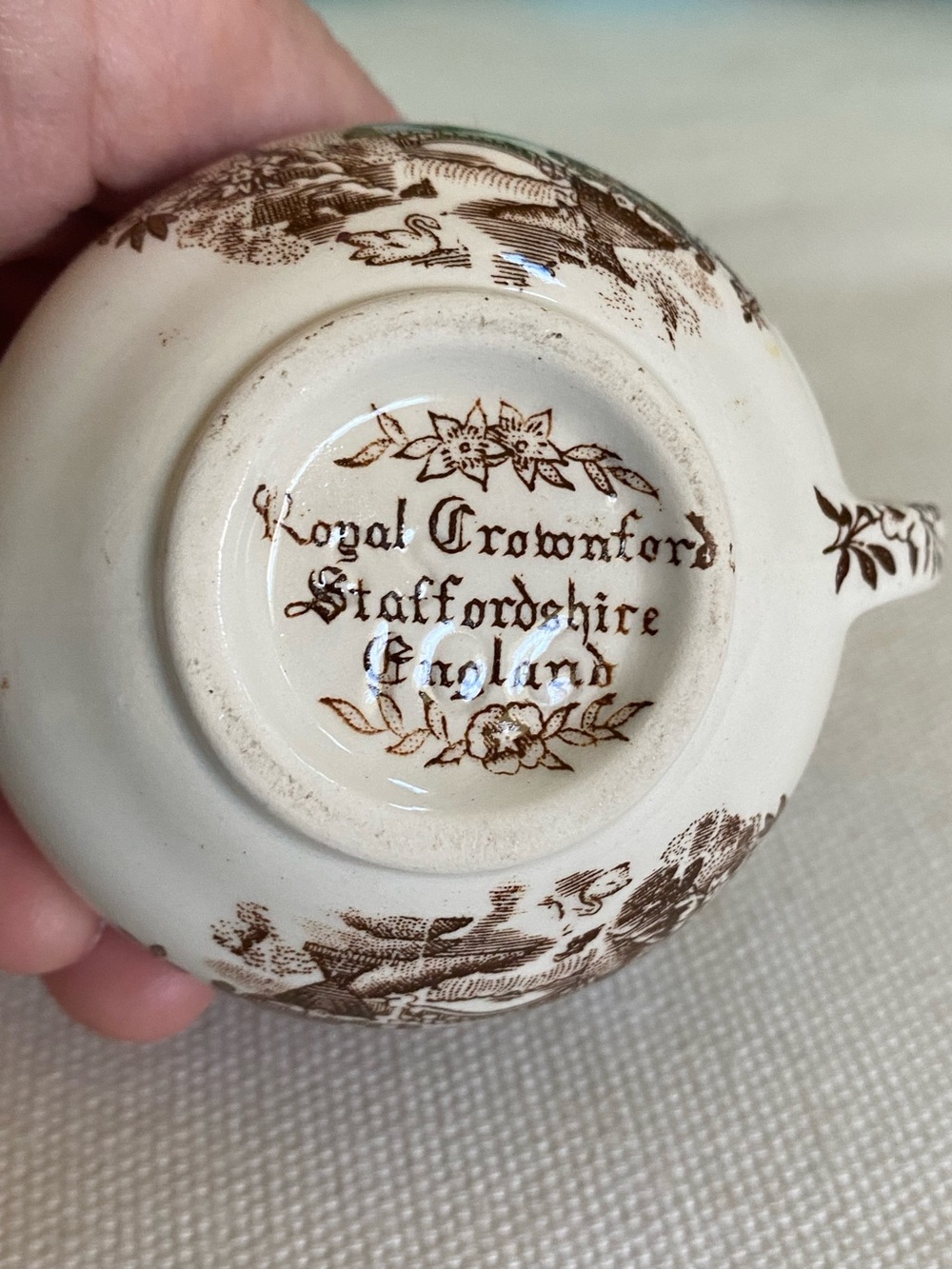 VTG Royal Crownford Staffordshire Brown Ironstone Creamer Mini Pitcher England - Picture 4 of 5